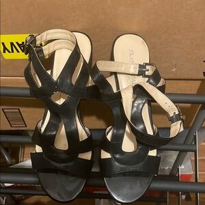 Franco Sarto Black Sandals Modern Minimalist Slip-On